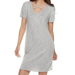 Juicy Couture Gray Criss Cross Front T-Shirt Dress Size S